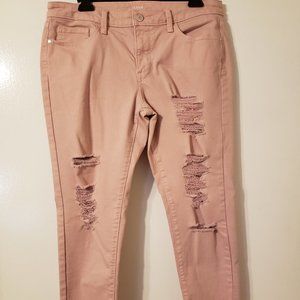 a.n.a  Pink Distressed Ankle Pants Size 10